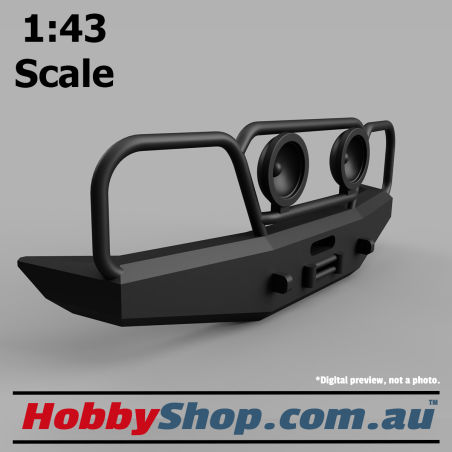 1:43 Scale Model Bullbar with Lights for 4WD like Mitsubishi Pajero
